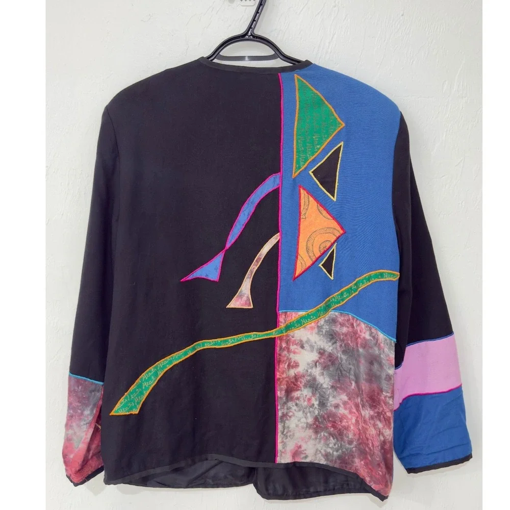 Vintage Ultimate Philadelphia Art‎ Patchwork Embroidered Jacket Womens M